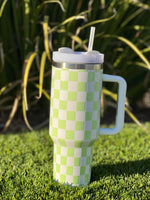 40oz Stainless Steel Insulated Checkered Tumbler - Green