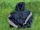 Cropped Checkered Sleeve Hoodie