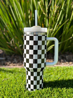 40oz Stainless Steel Insulated Checkered Tumbler