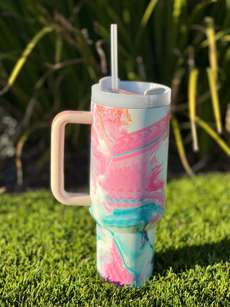 40oz Stainless Steel Insulated Tumbler - Pink Oil Spill