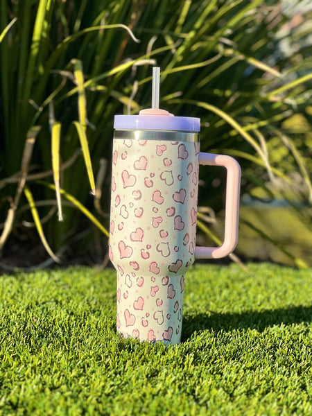 40oz Stainless Steel Insulated Tumbler - Pink Hearts